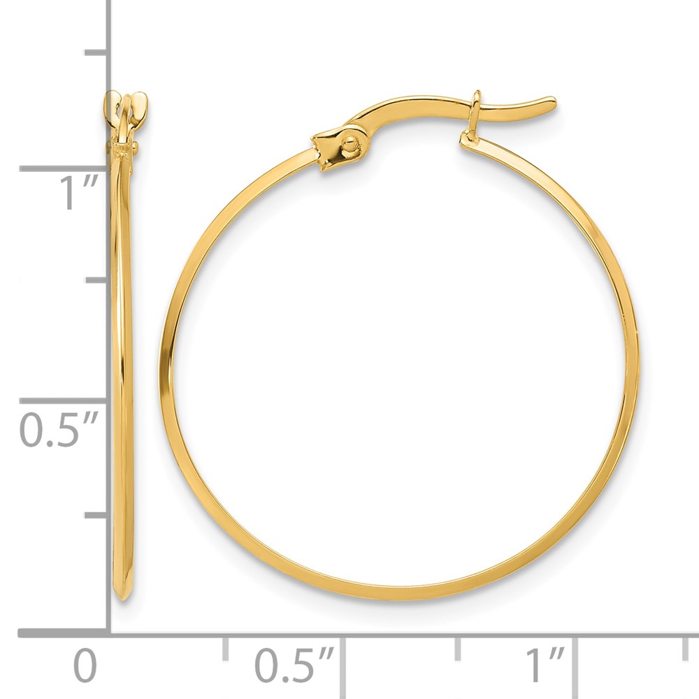 14K Polished Knife Edge Hoop Earrings (TF2196)