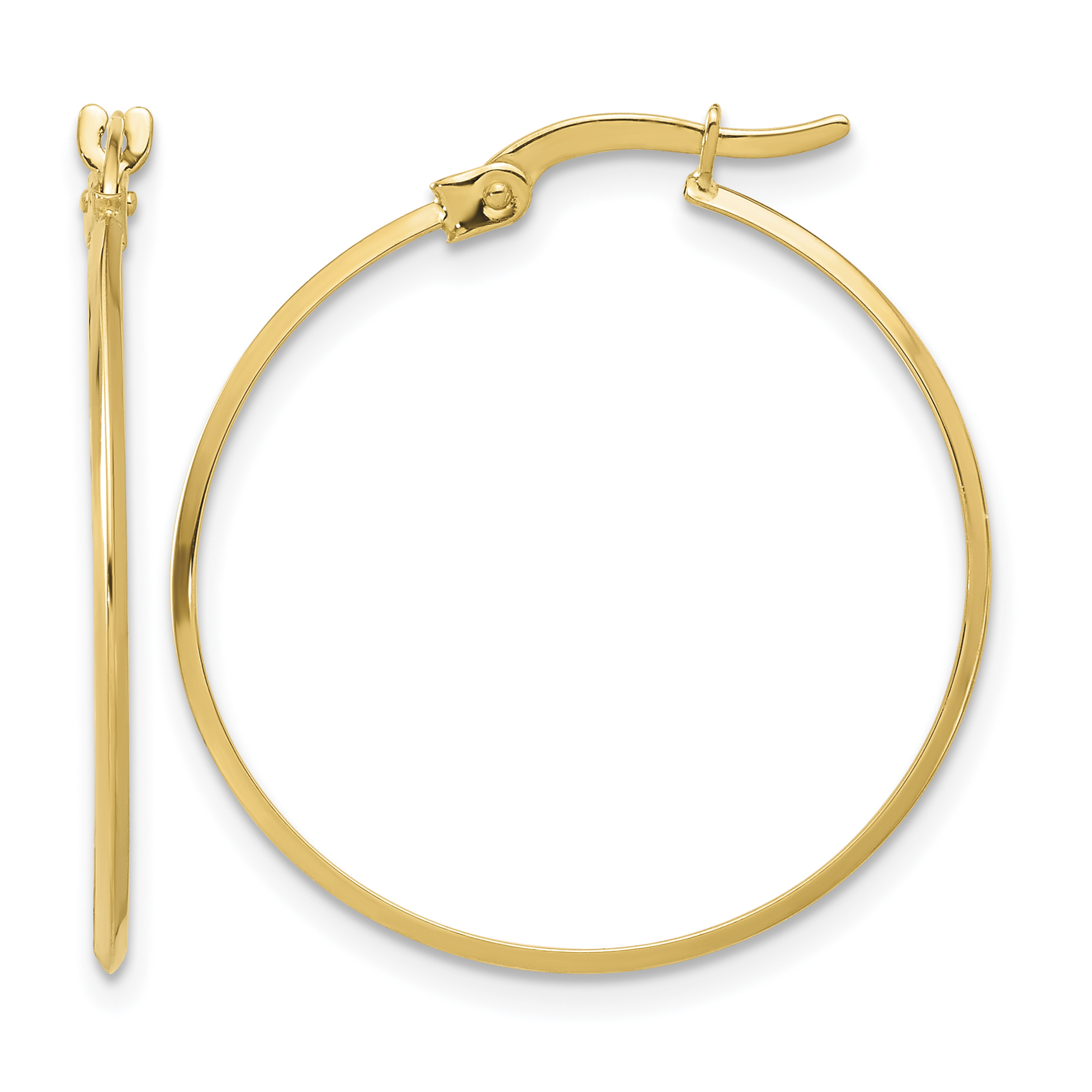14K Polished Knife Edge Hoop Earrings (TF2196)