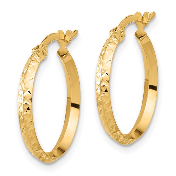 14K 2.25x20mm Polished Diamond-cut Knife-Edge Tube Hoop Earrings