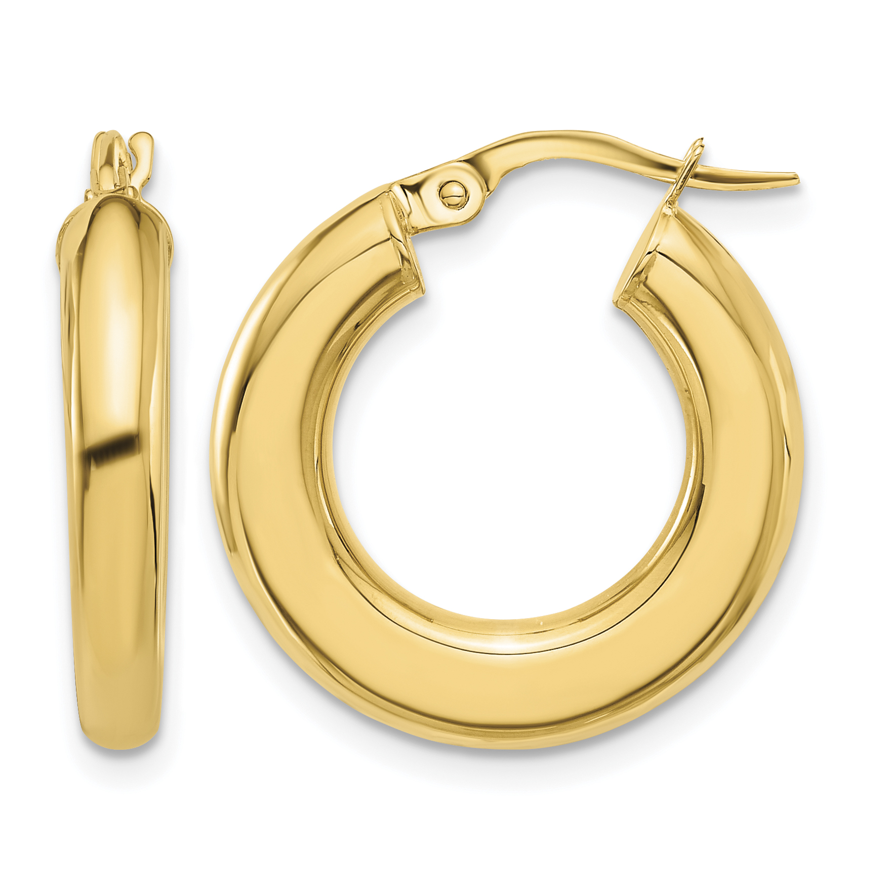 14K Polished Tube Hoop Earrings (TF2199)