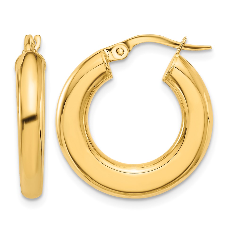 14K Polished Tube Hoop Earrings (TF2199)