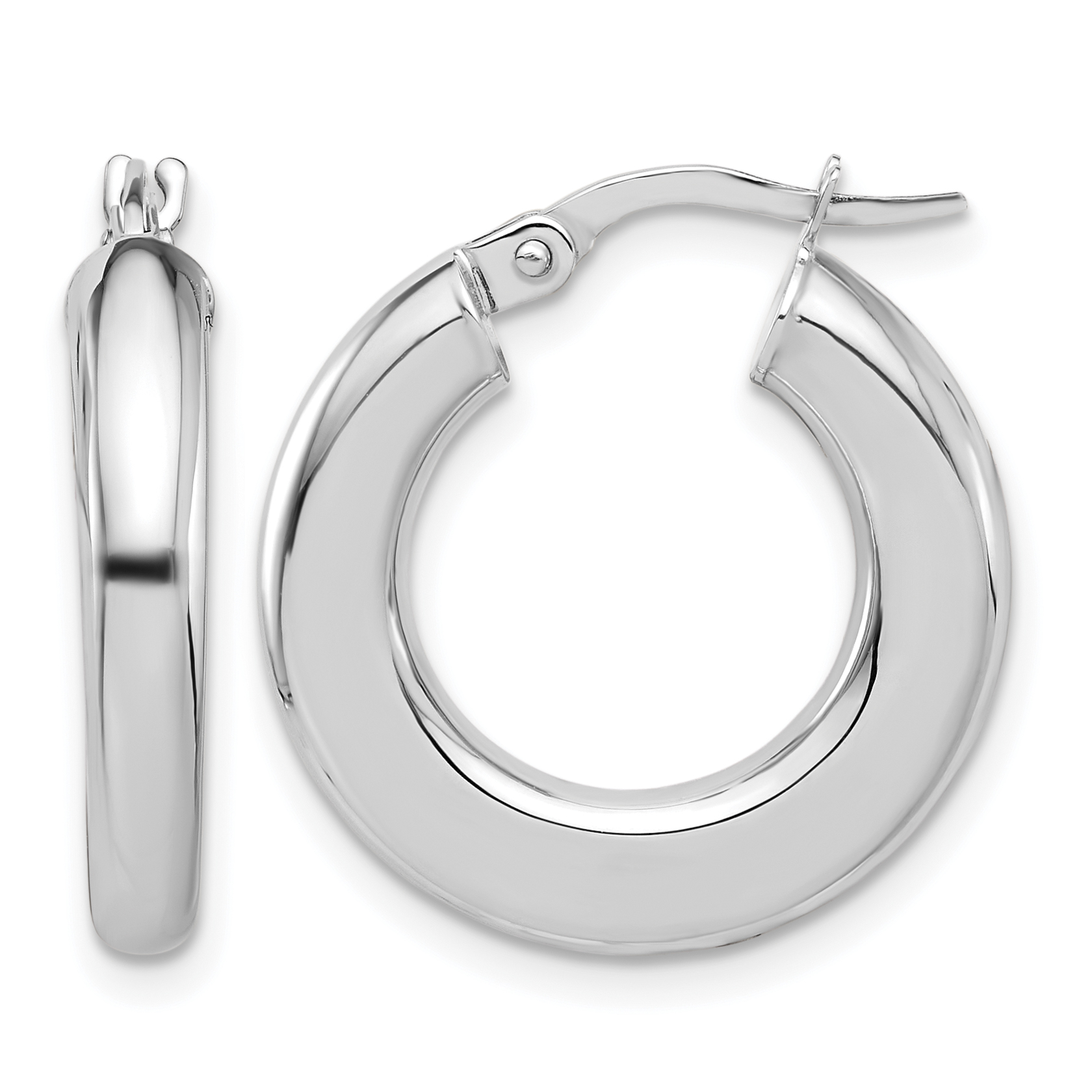 14K White Gold Polished Tube Hoop Earrings (TF2199W)