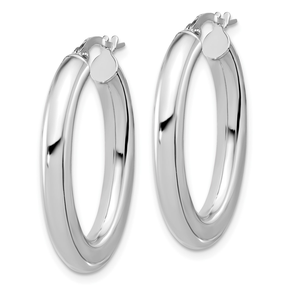 14K White Gold Polished Tube Oval Hoop Earrings (TF2200W)