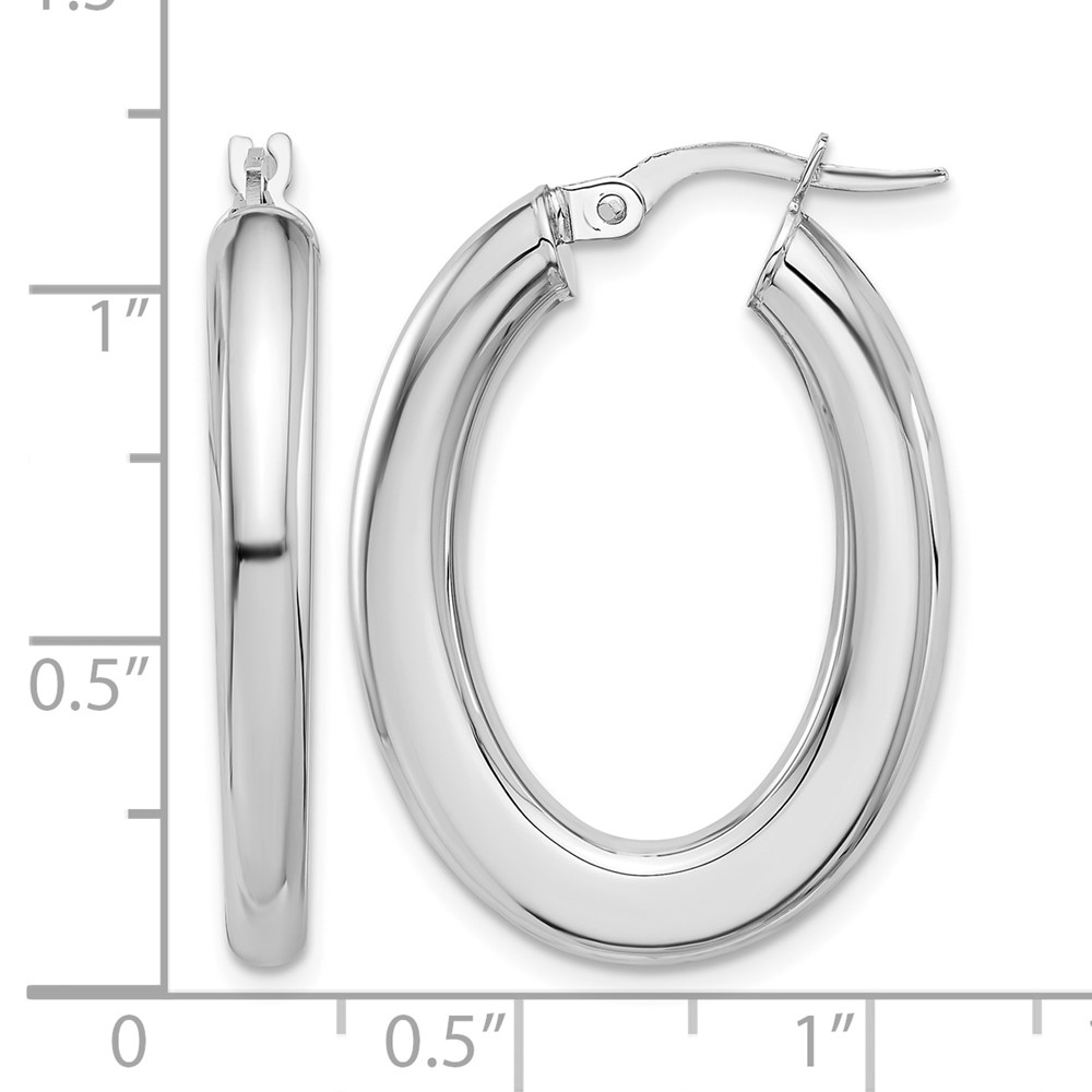 14K White Gold Polished Tube Oval Hoop Earrings (TF2200W)