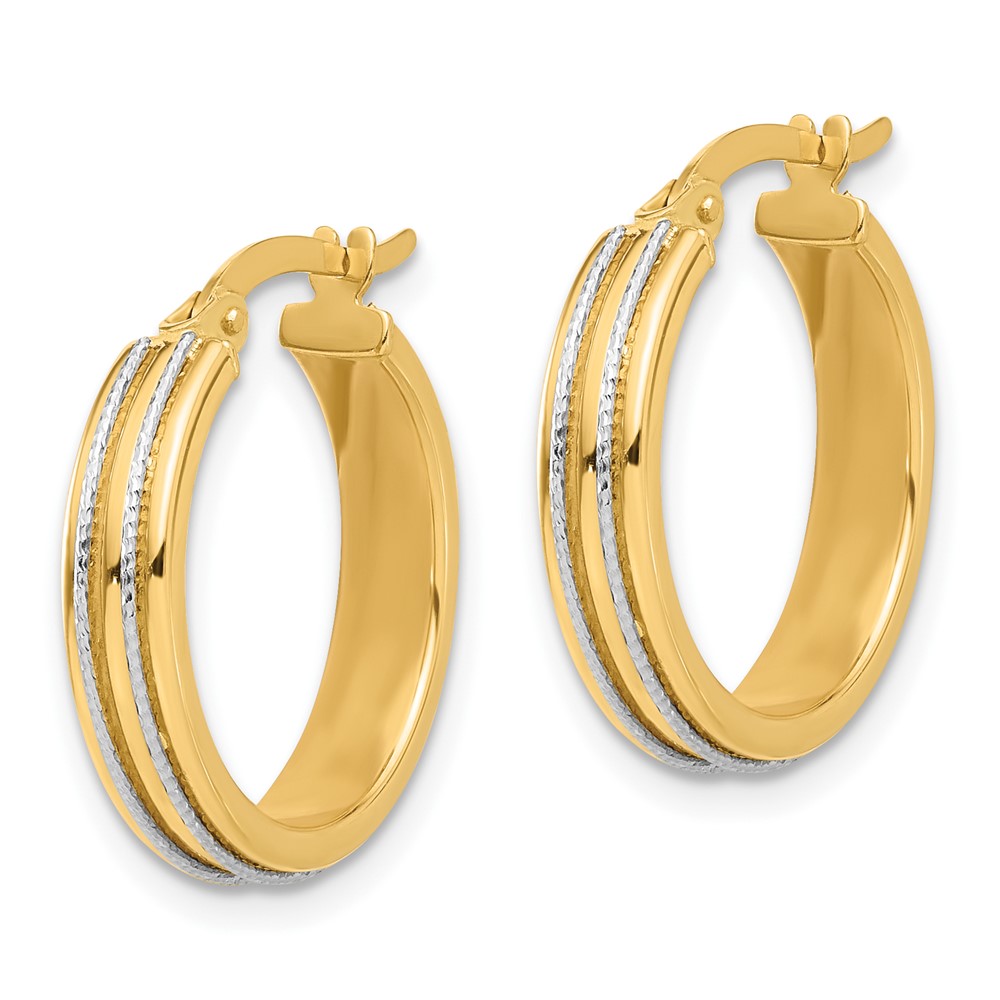 14K Two-tone Polished and Diamond-cut Hoop Earrings (TF2205)