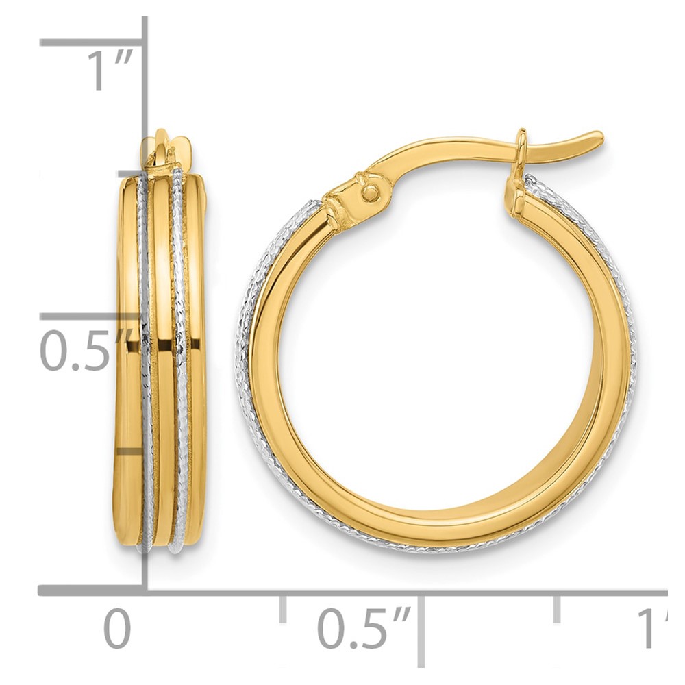 14K Two-tone Polished and Diamond-cut Hoop Earrings (TF2205)