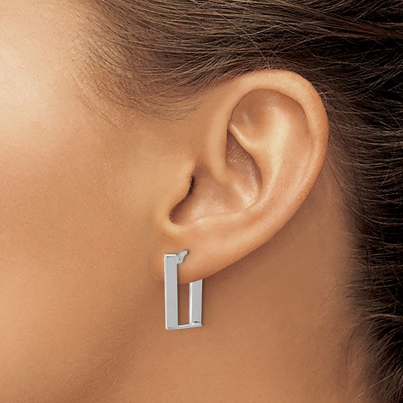 14K White Polished U Shape Hoop Earrings