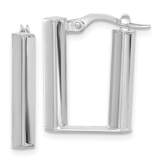 14K White Polished U Shape Hoop Earrings