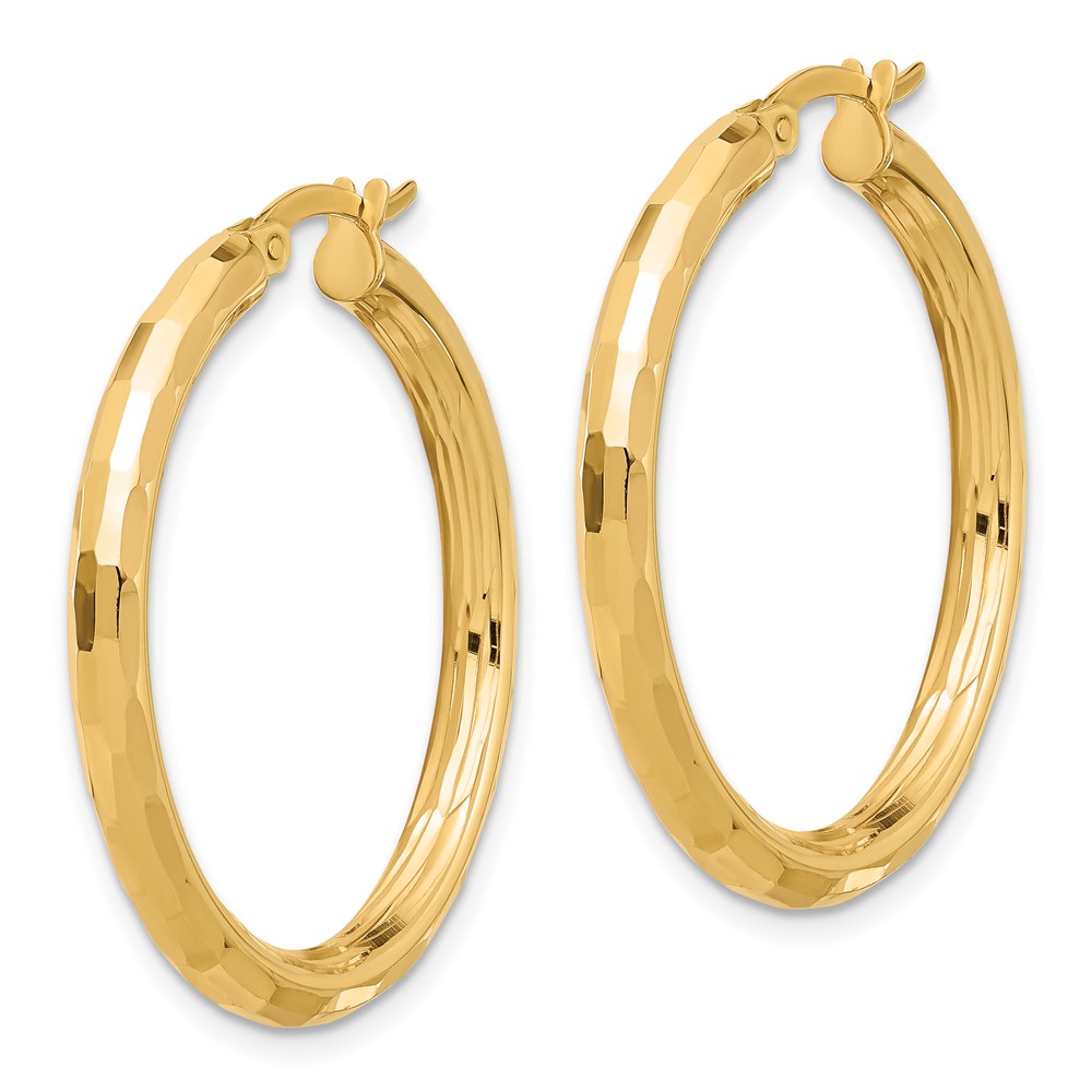14K Polished and Diamond-cut Hoop Earrings (TF2211)