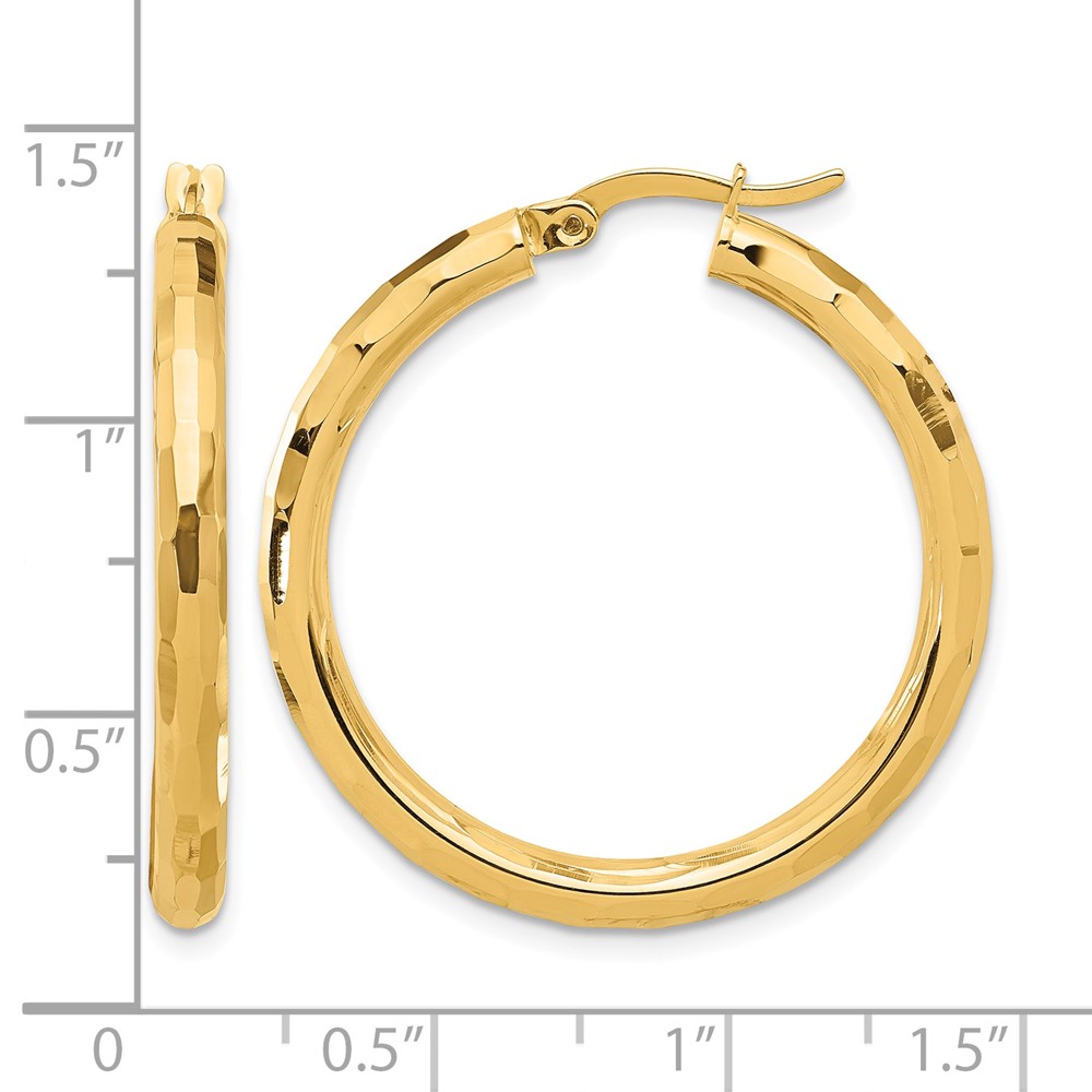 14K Polished and Diamond-cut Hoop Earrings (TF2211)