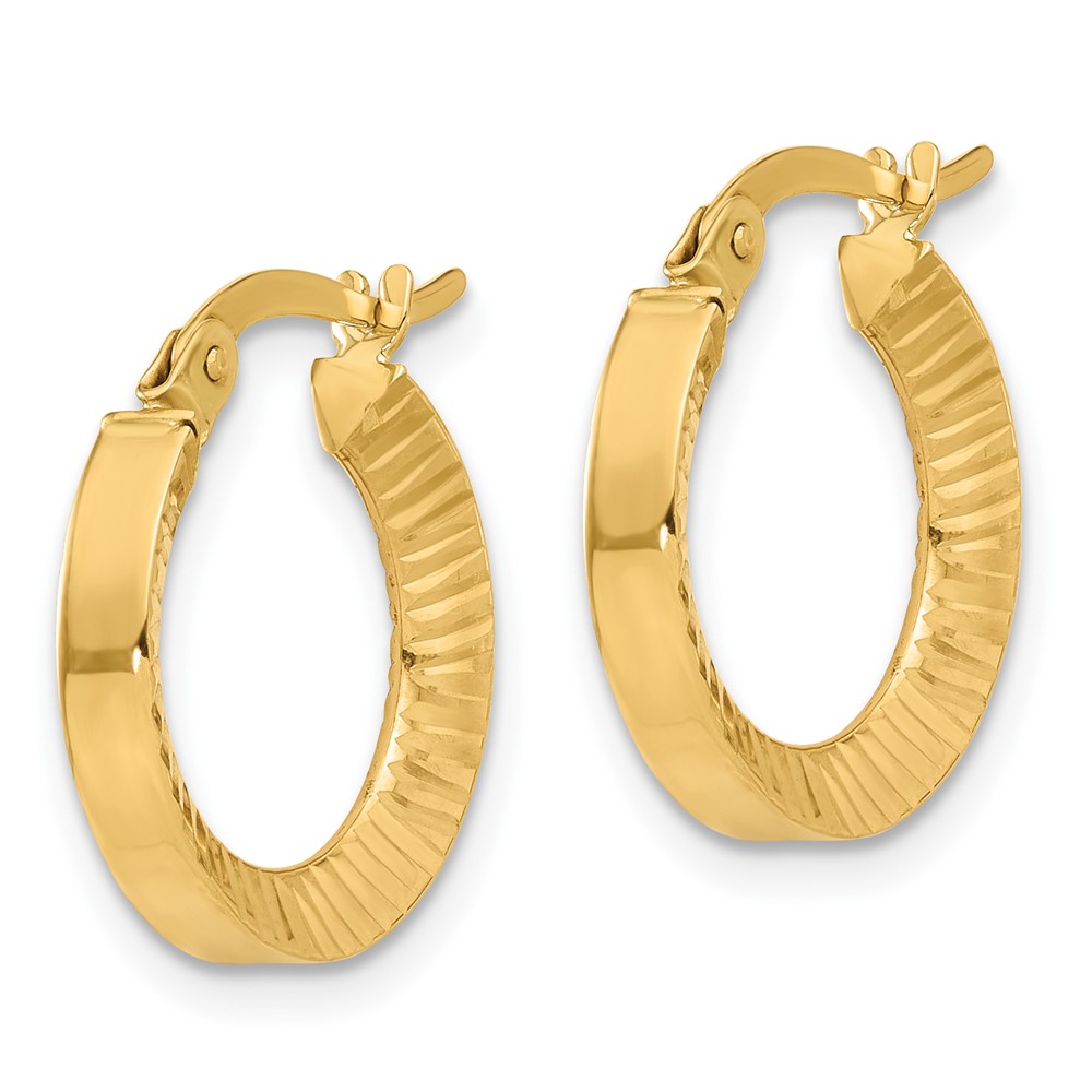 14K Polished and Diamond-cut Hoop Earrings (TF2214)