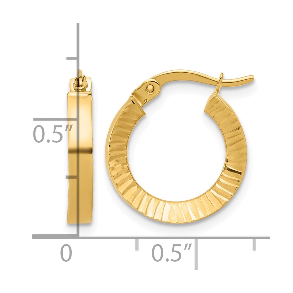 14K Polished and Diamond-cut Hoop Earrings (TF2214)