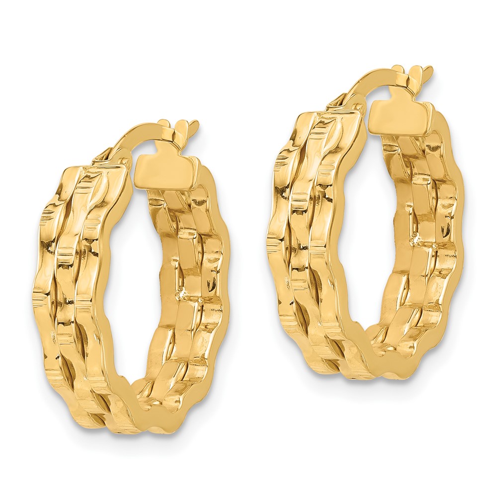 14K Polished and Textured Hoop Earrings (TF2229)