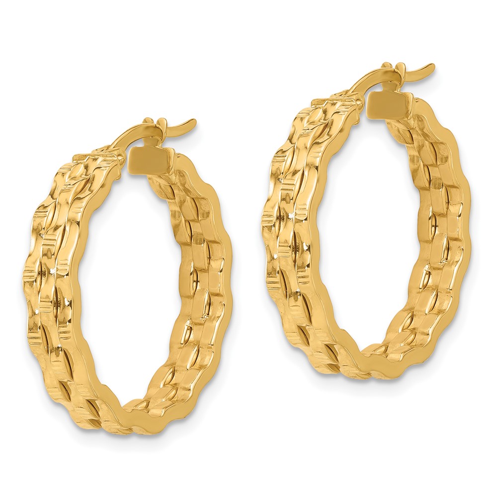 14K Polished and Textured Hoop Earrings (TF2230)