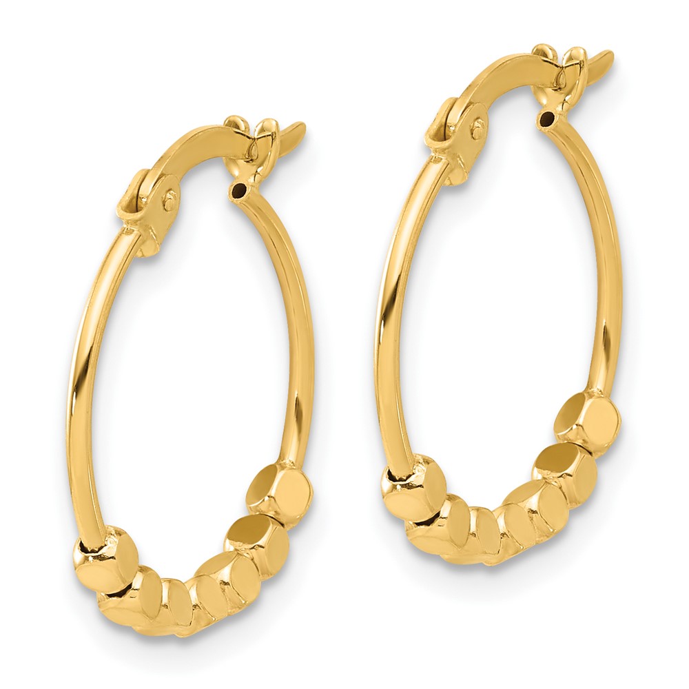 14K Polished Beads Hoop Earrings (TF2231)