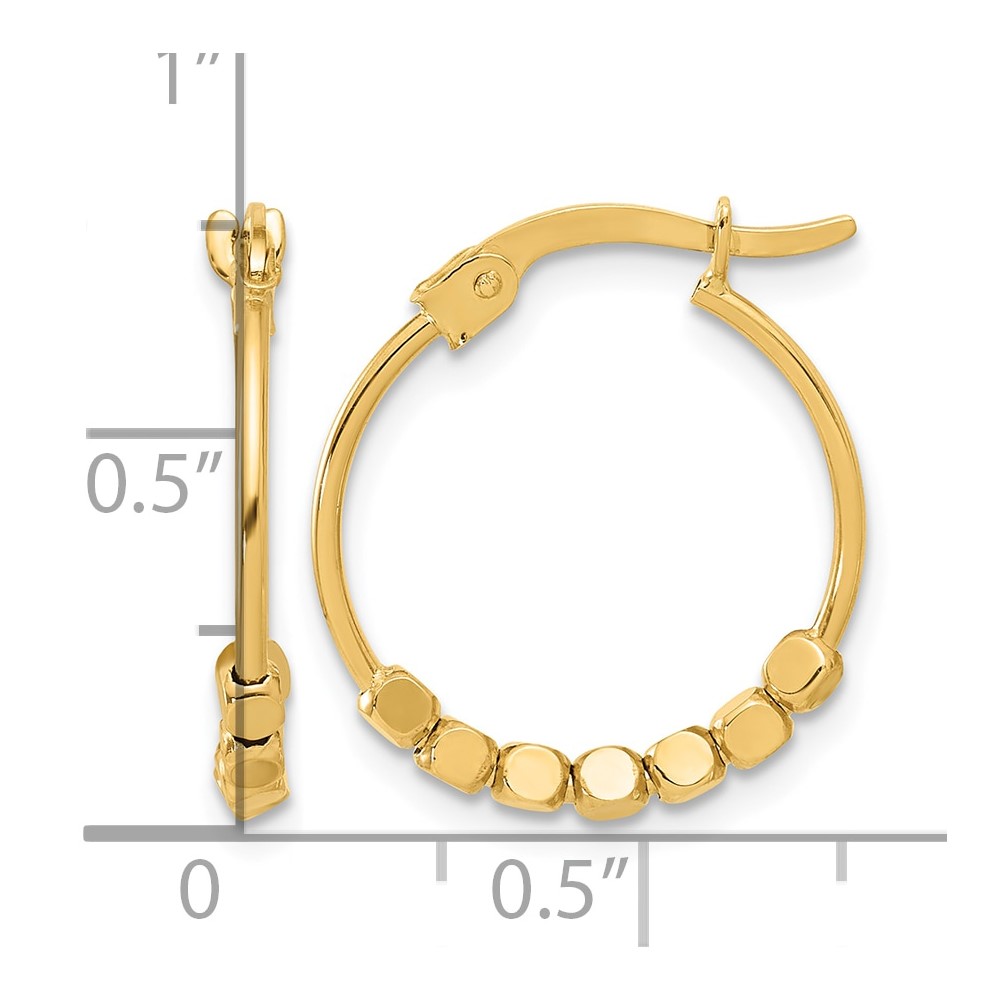 14K Polished Beads Hoop Earrings (TF2231)