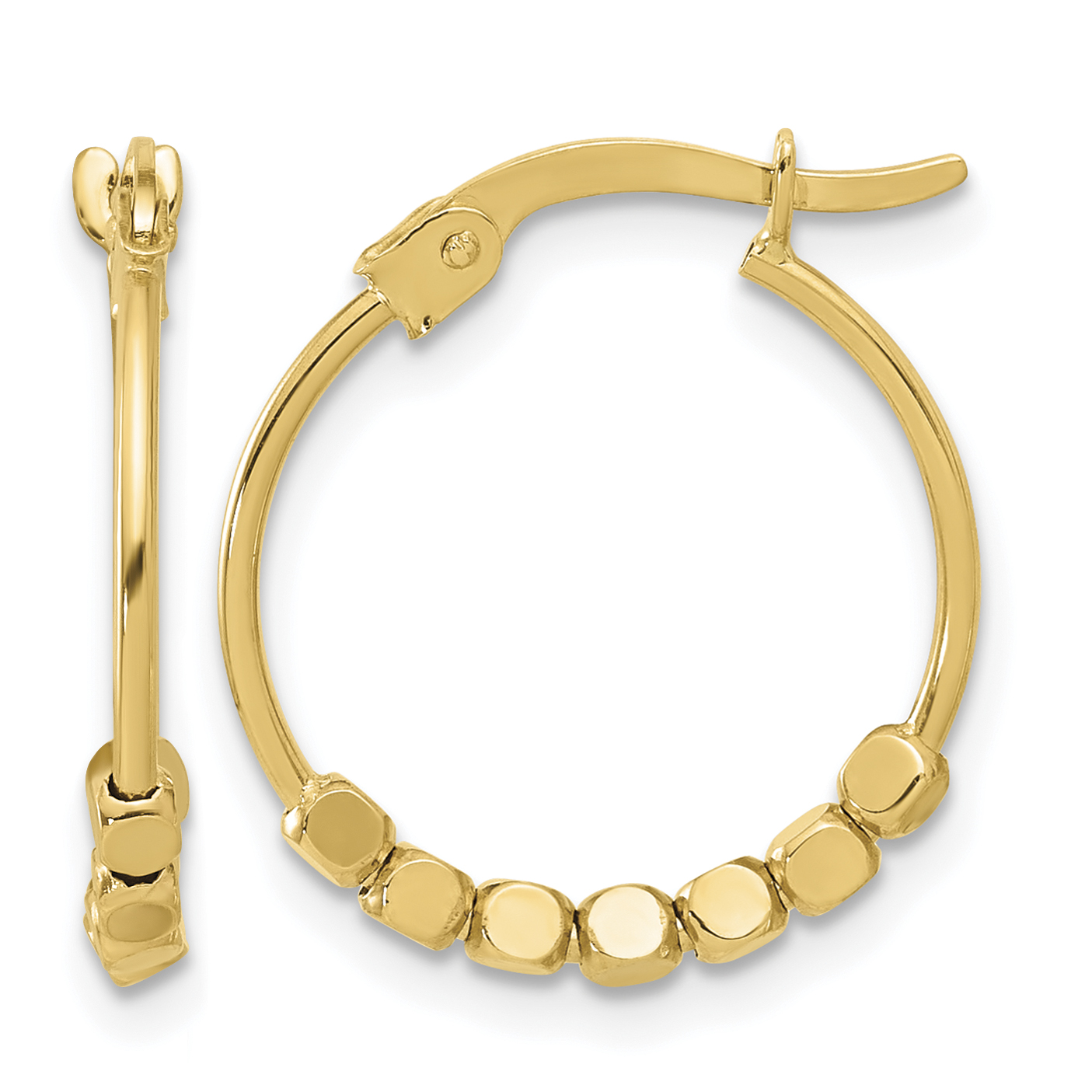 14K Polished Beads Hoop Earrings (TF2231)