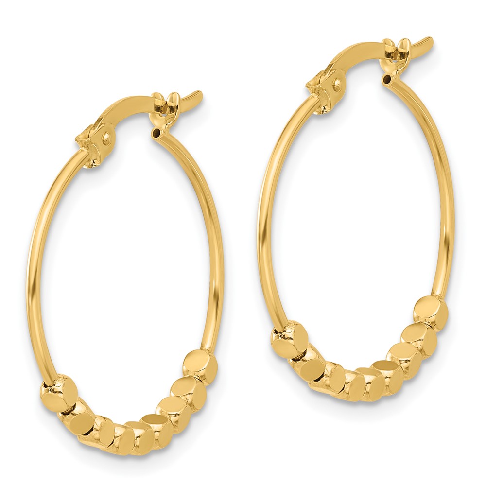 14K Polished Beads Hoop Earrings (TF2232)