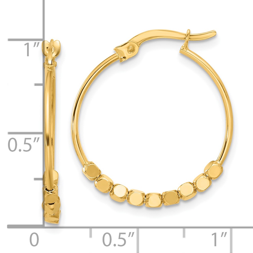 14K Polished Beads Hoop Earrings (TF2232)