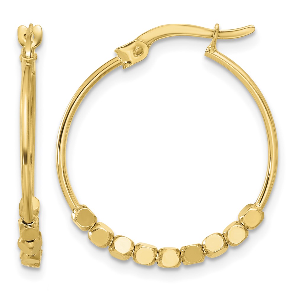 14K Polished Beads Hoop Earrings (TF2232)