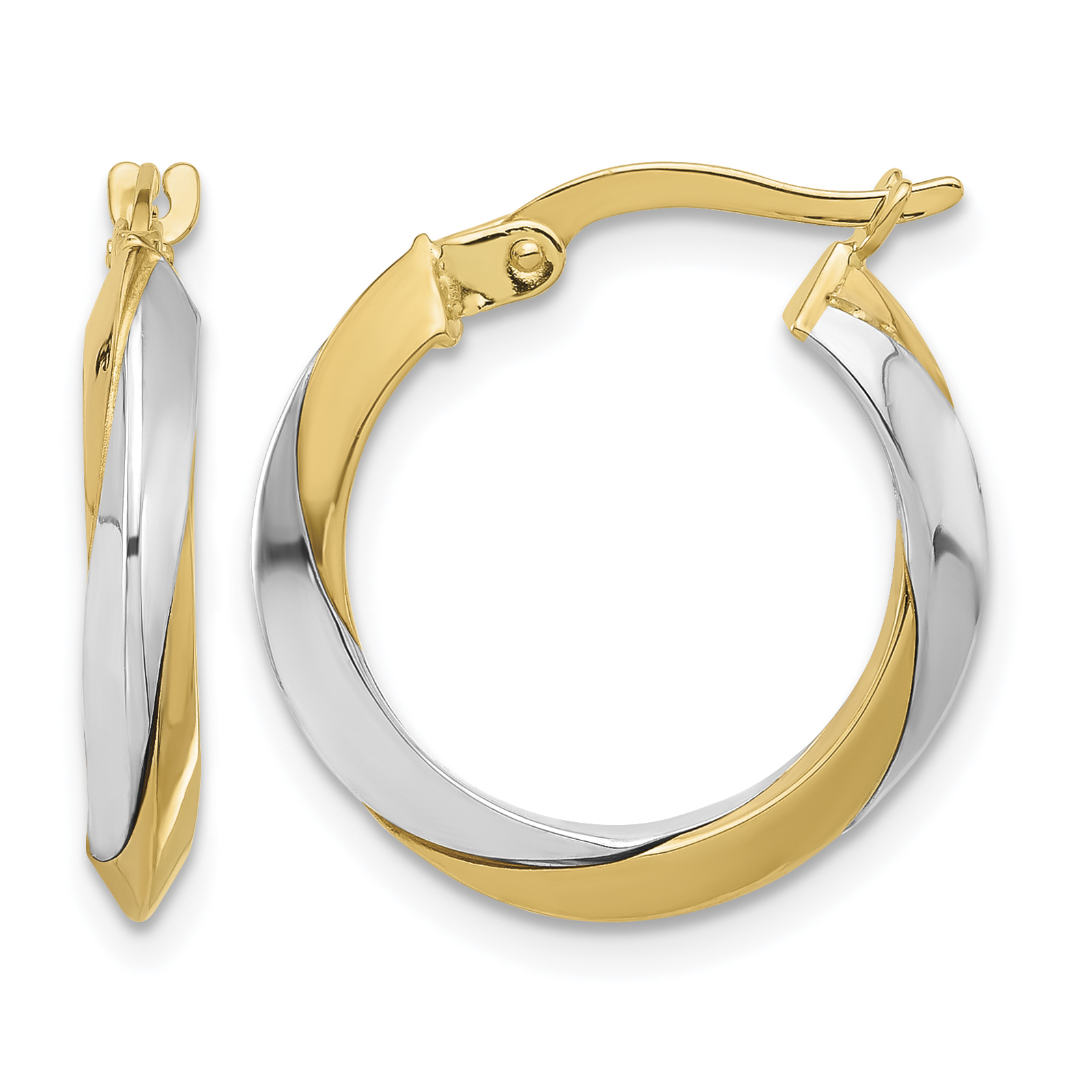 14K Two-tone Polished Twist Hoop Earrings (TF2239)