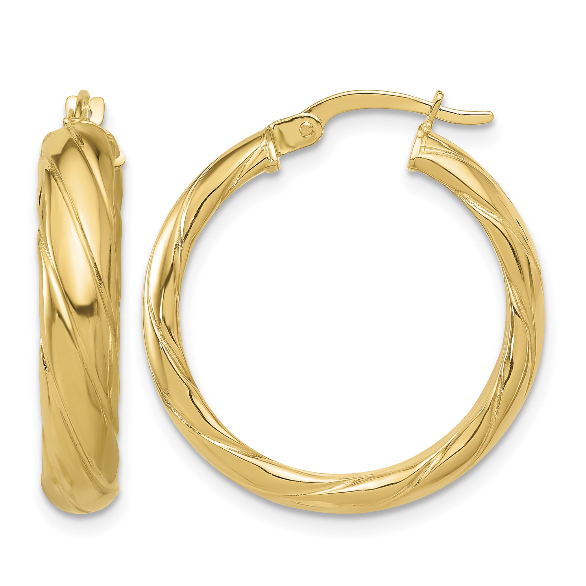 14K Polished and Textured Hoop Earrings (TF2242)
