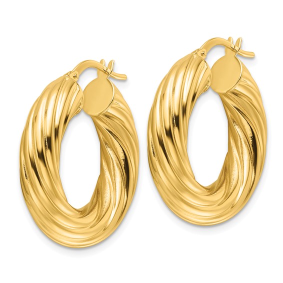 6mm Gold Twisted Hoop Earrings