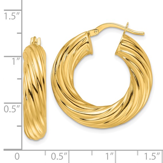 6mm Gold Twisted Hoop Earrings