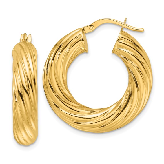 6mm Gold Twisted Hoop Earrings