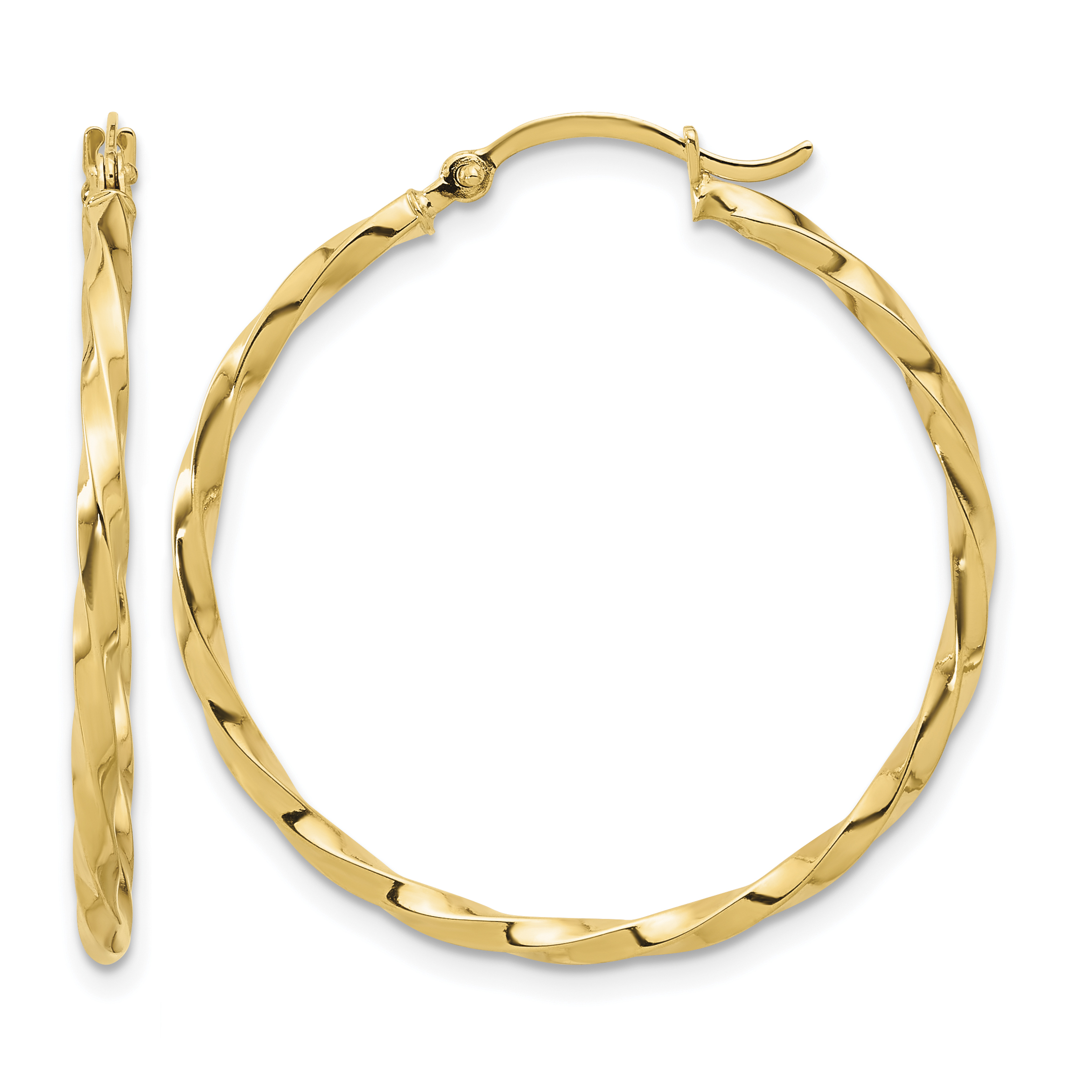 14K Polished and Twisted 1.8mm Hoop Earrings (TF2247)