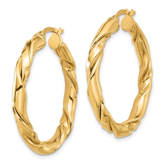 14k Polished Twisted Hoop Earrings