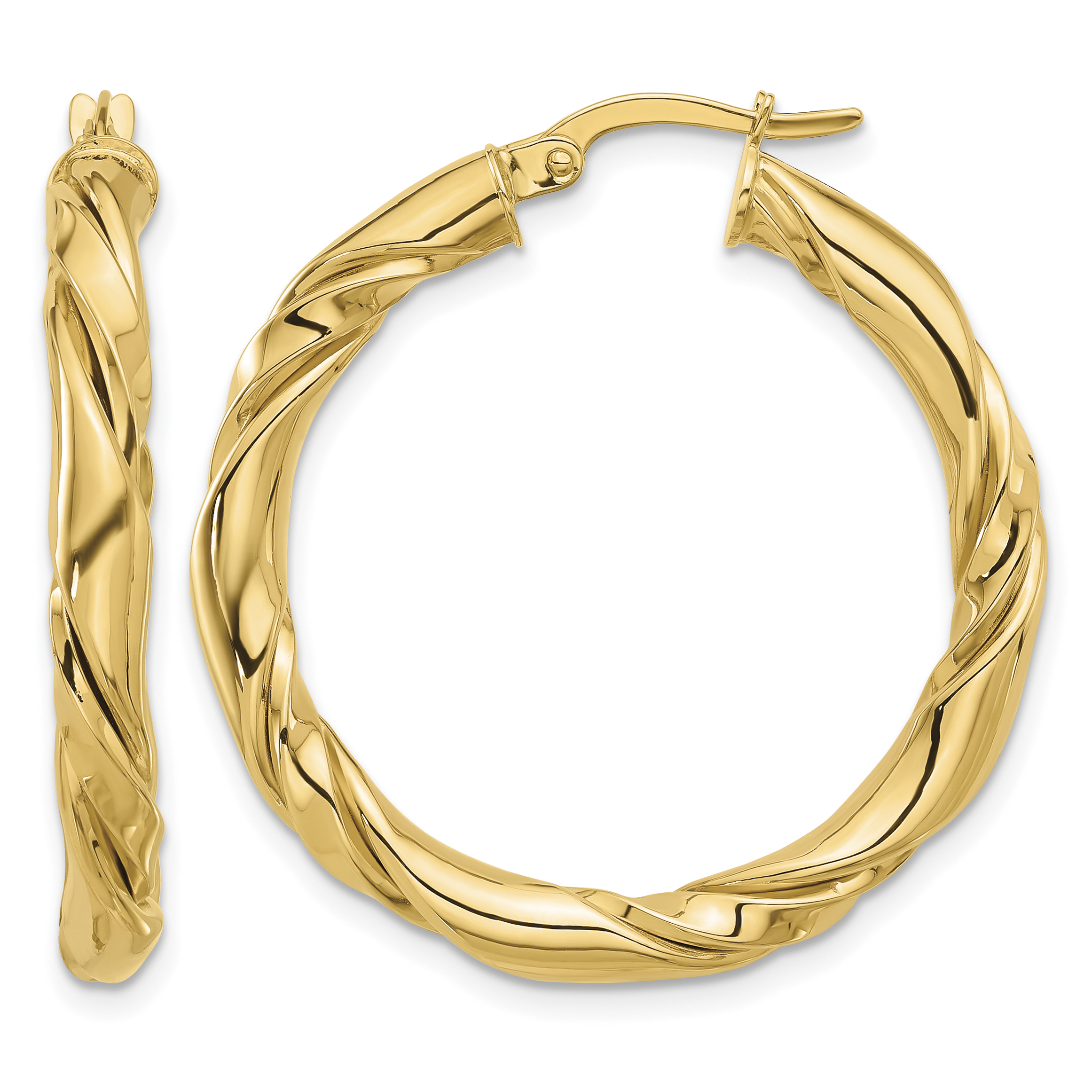 14k Polished Twisted Hoop Earrings (TF2248)