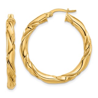 14k Polished Twisted Hoop Earrings