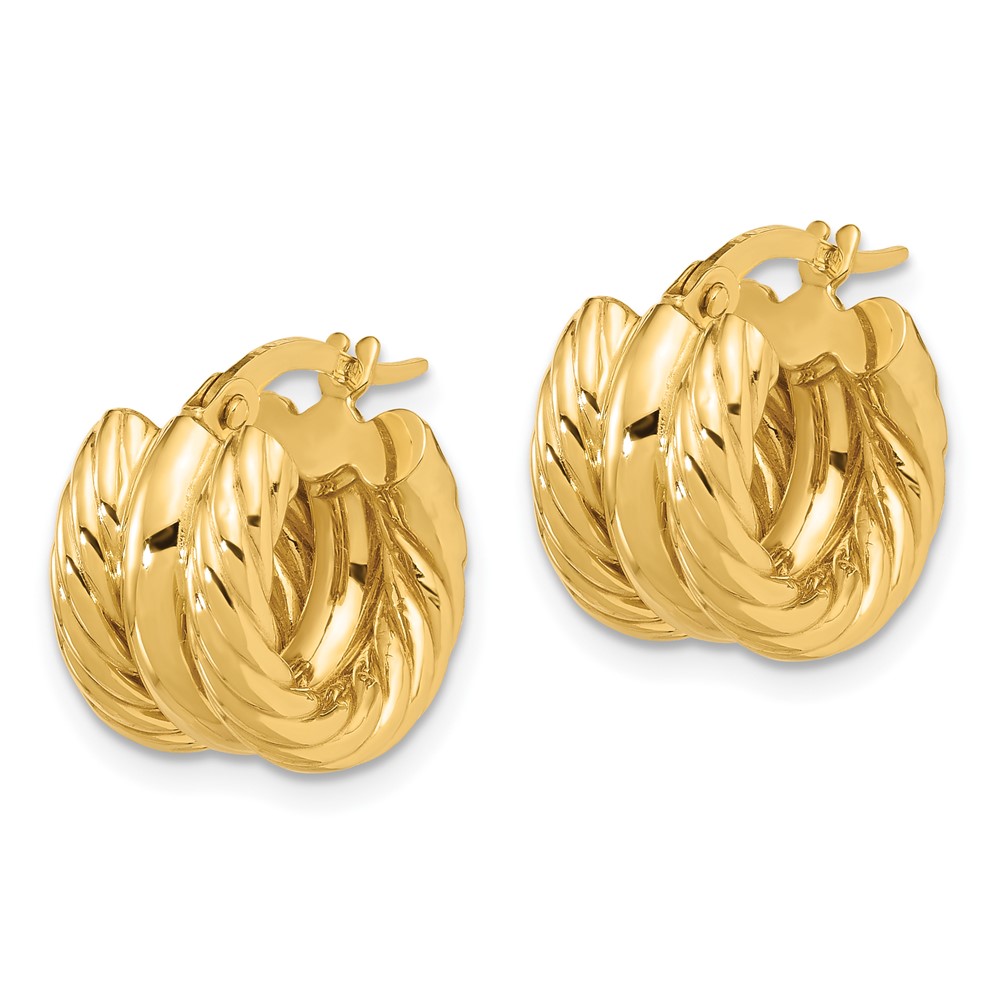 14K Polished and Twisted Hoop Earrings (TF2253)