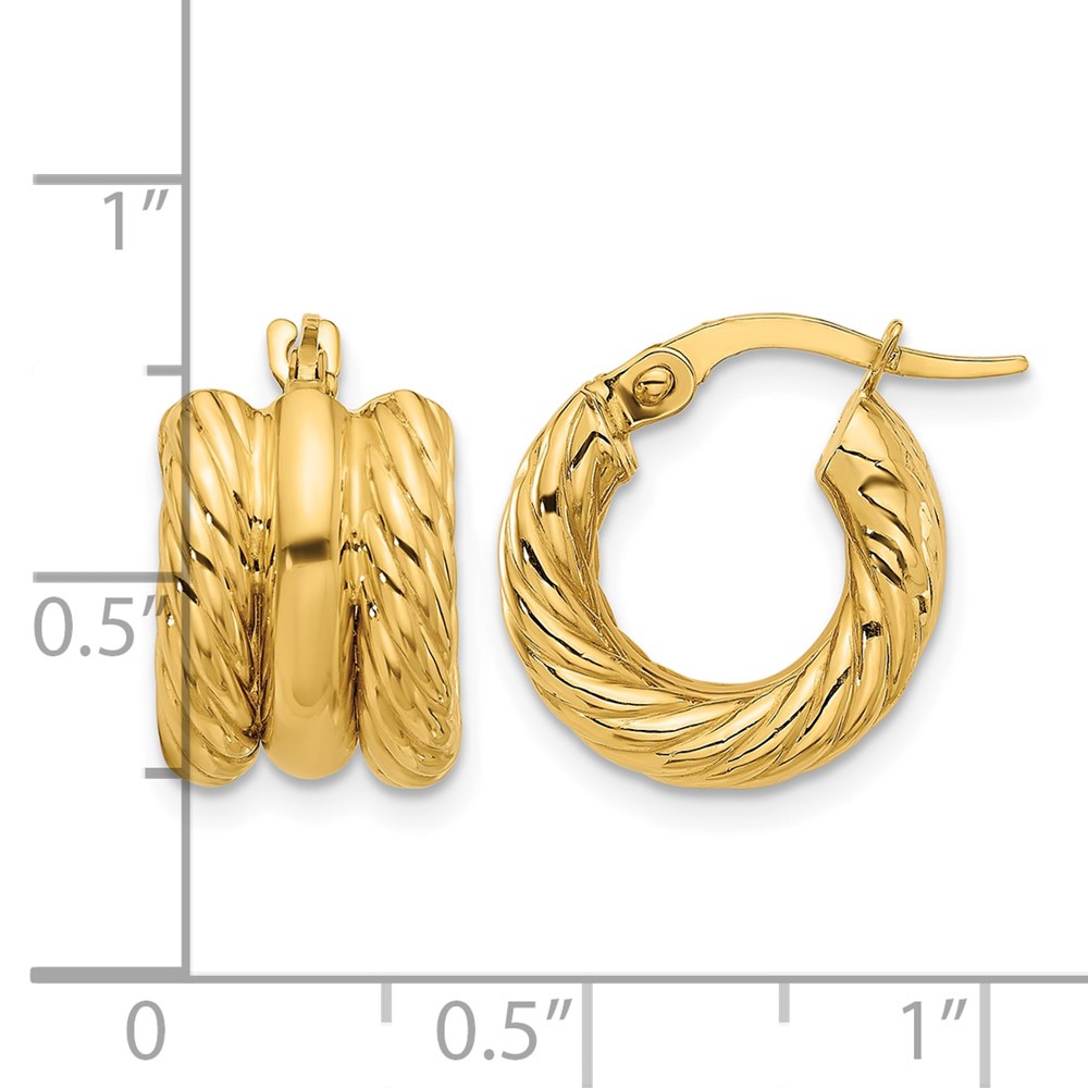 14K Polished and Twisted Hoop Earrings (TF2253)