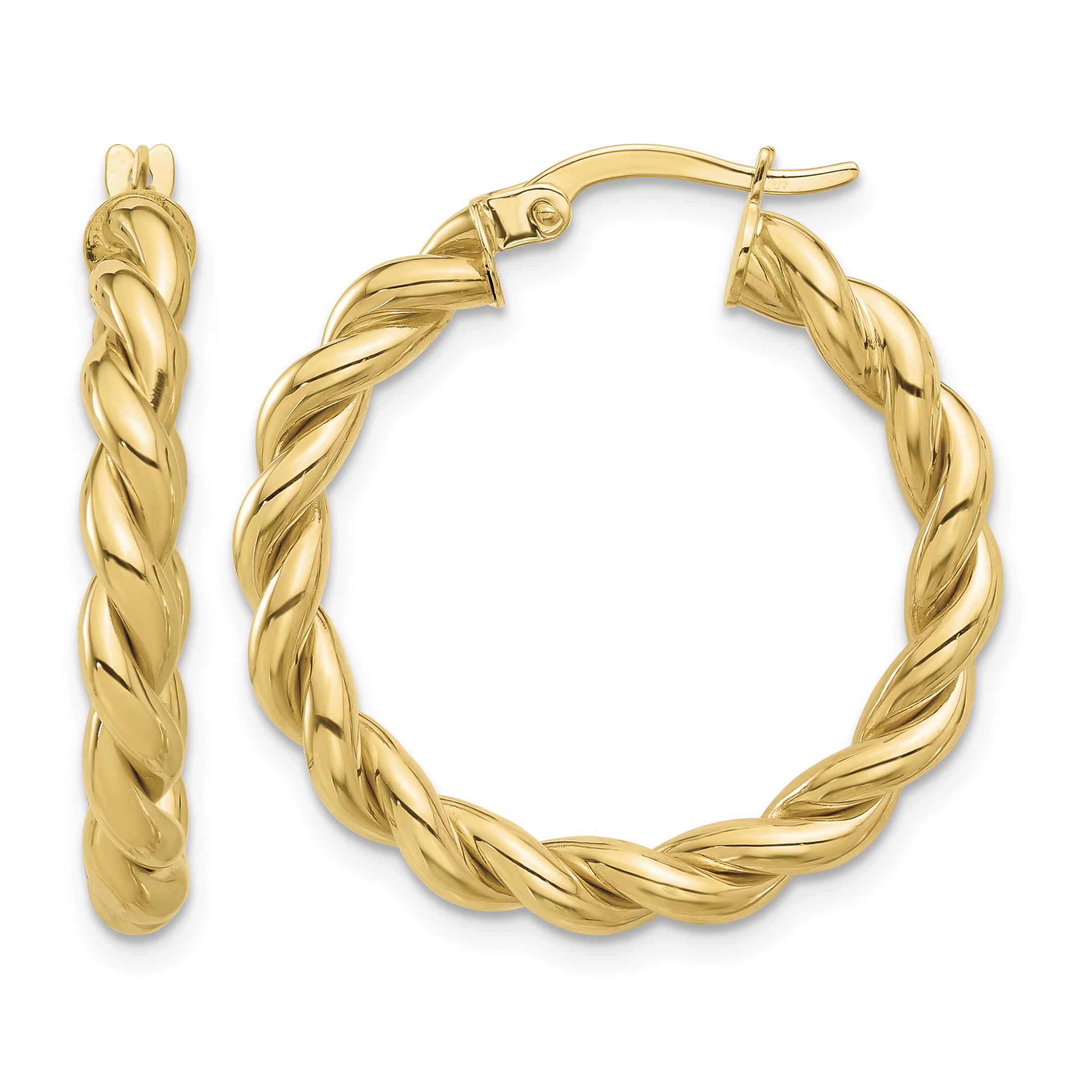 14k Polished Twisted Hoop Earrings (TF2255)