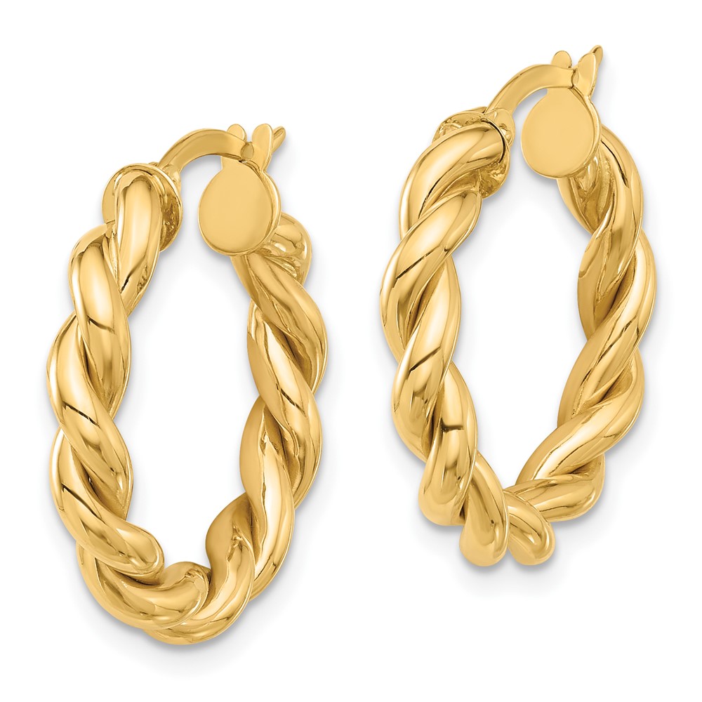14k Polished Twisted Hoop Earrings (TF2256)