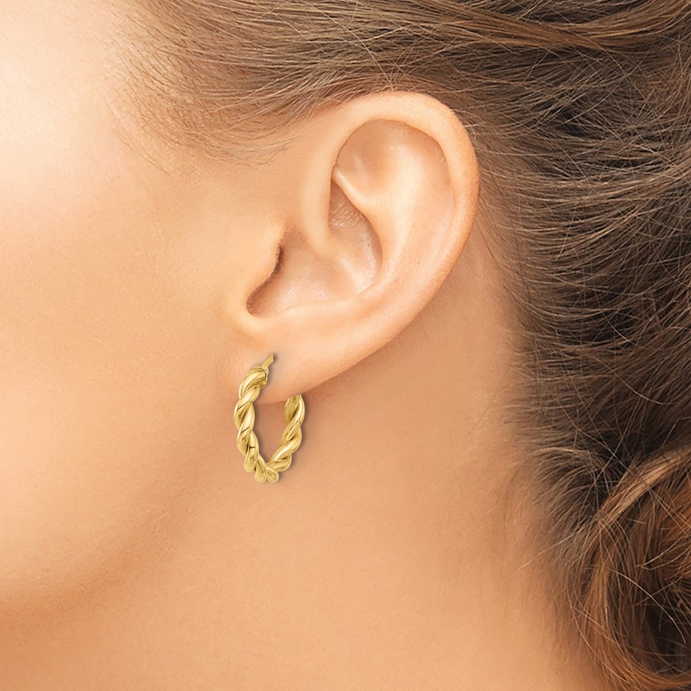 14k Polished Twisted Hoop Earrings (TF2256)
