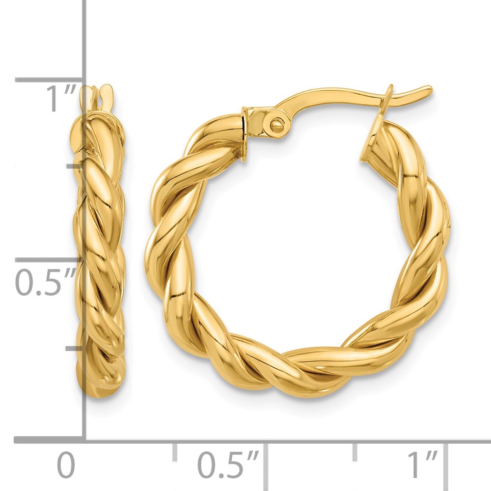 14k Polished Twisted Hoop Earrings (TF2256)