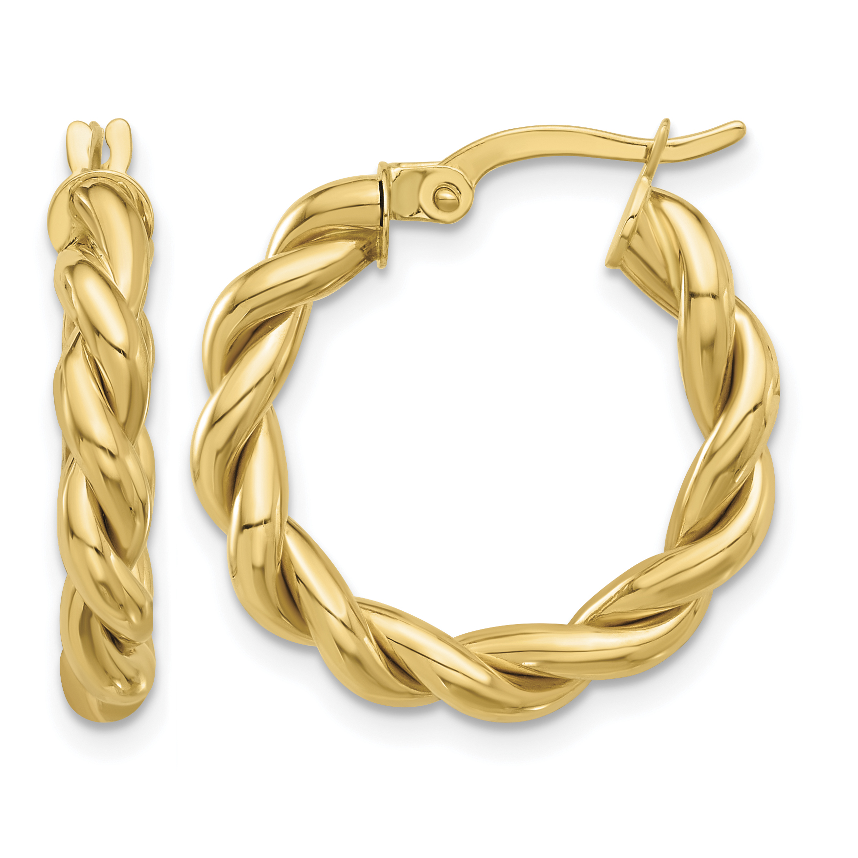 14k Polished Twisted Hoop Earrings (TF2256)