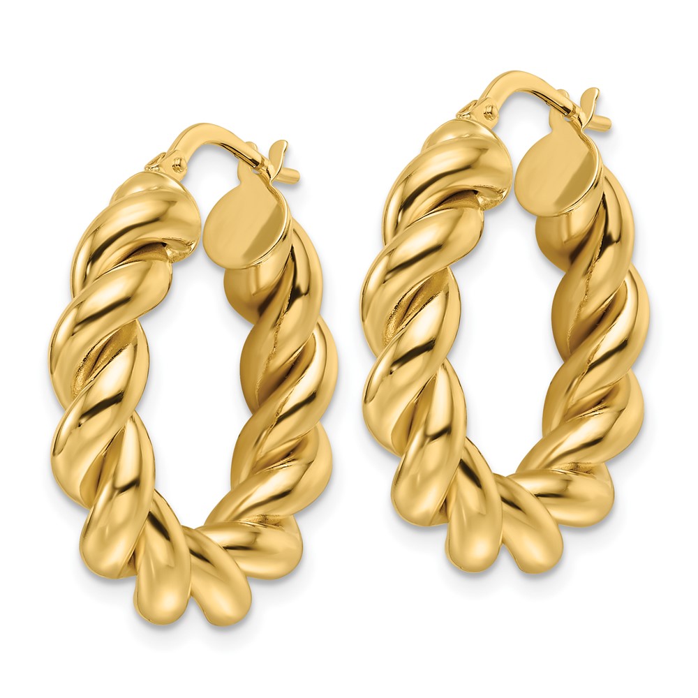 14ky Polished 5.3mm Hollow Twisted Round Hoop Earrings (TF2258)