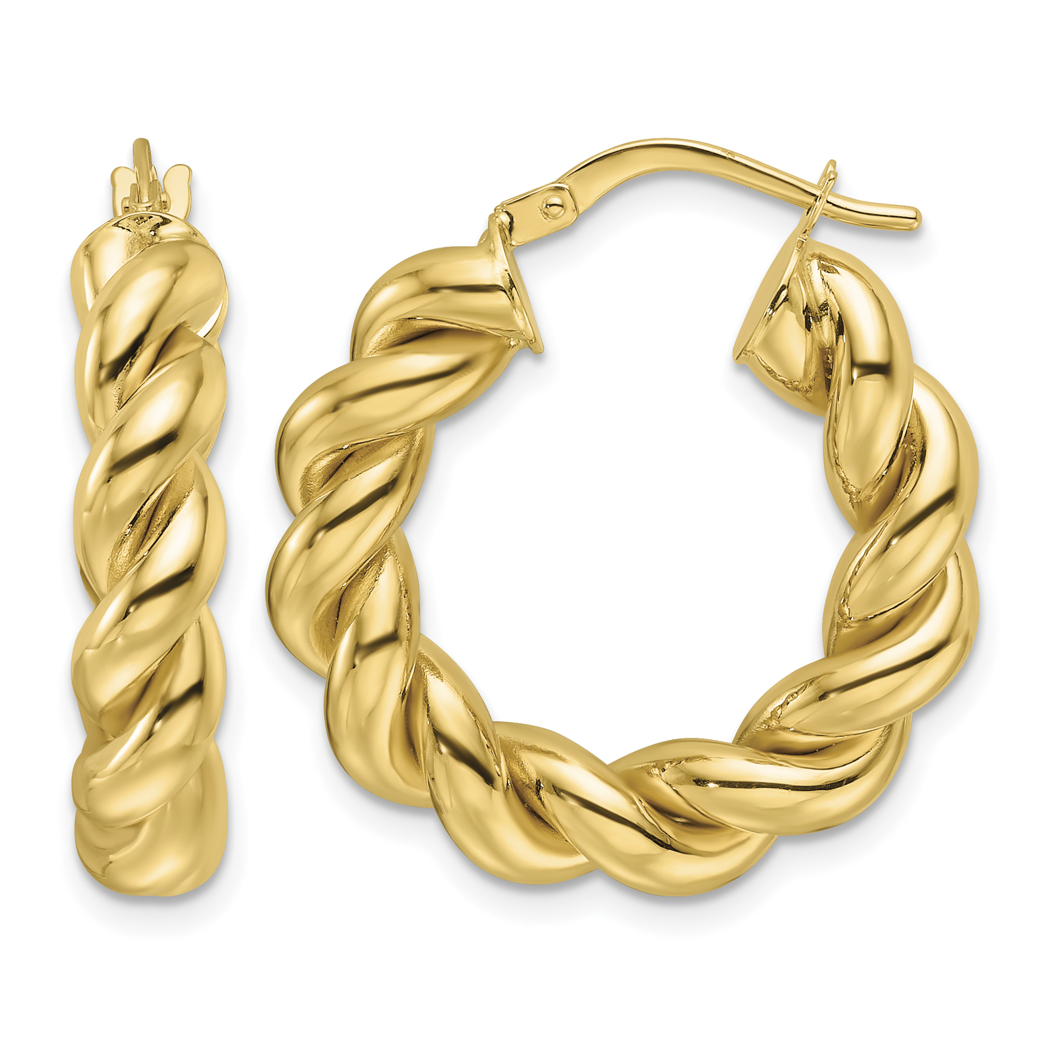 14ky Polished 5.3mm Hollow Twisted Round Hoop Earrings (TF2258)