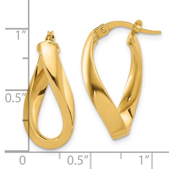 4mm Gold Oval Twist Hoop Earrings