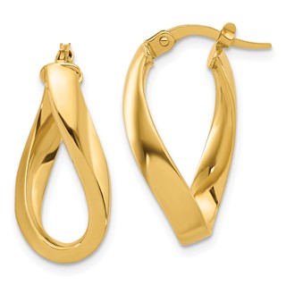 4mm Gold Oval Twist Hoop Earrings