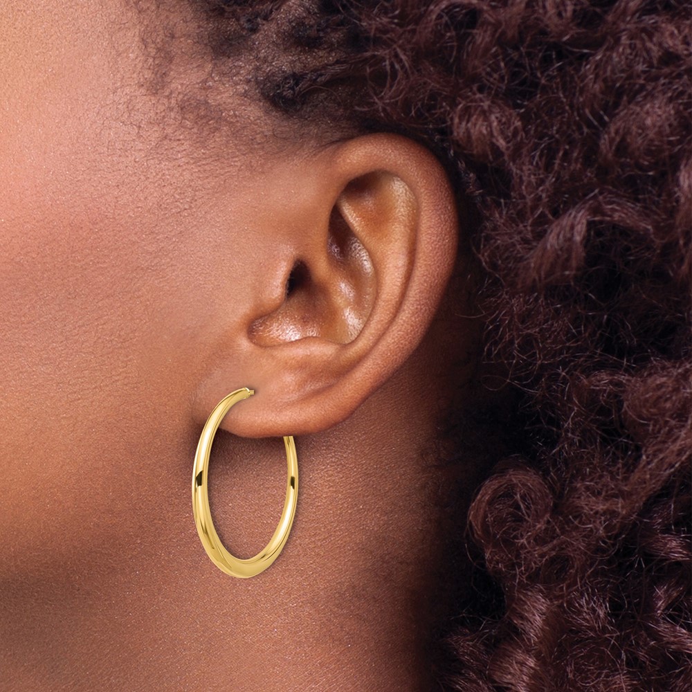 14K Polished Hoop Post Earrings (TF2278)