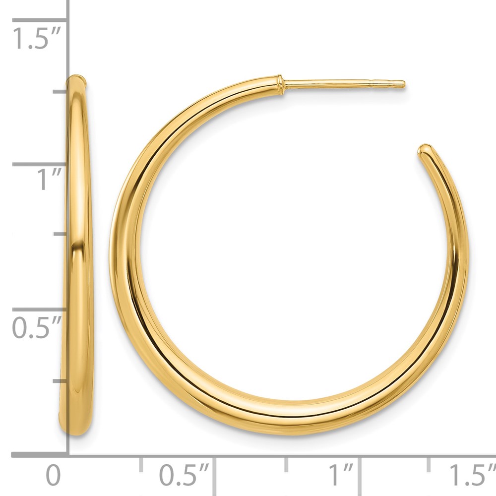 14K Polished Hoop Post Earrings (TF2278)