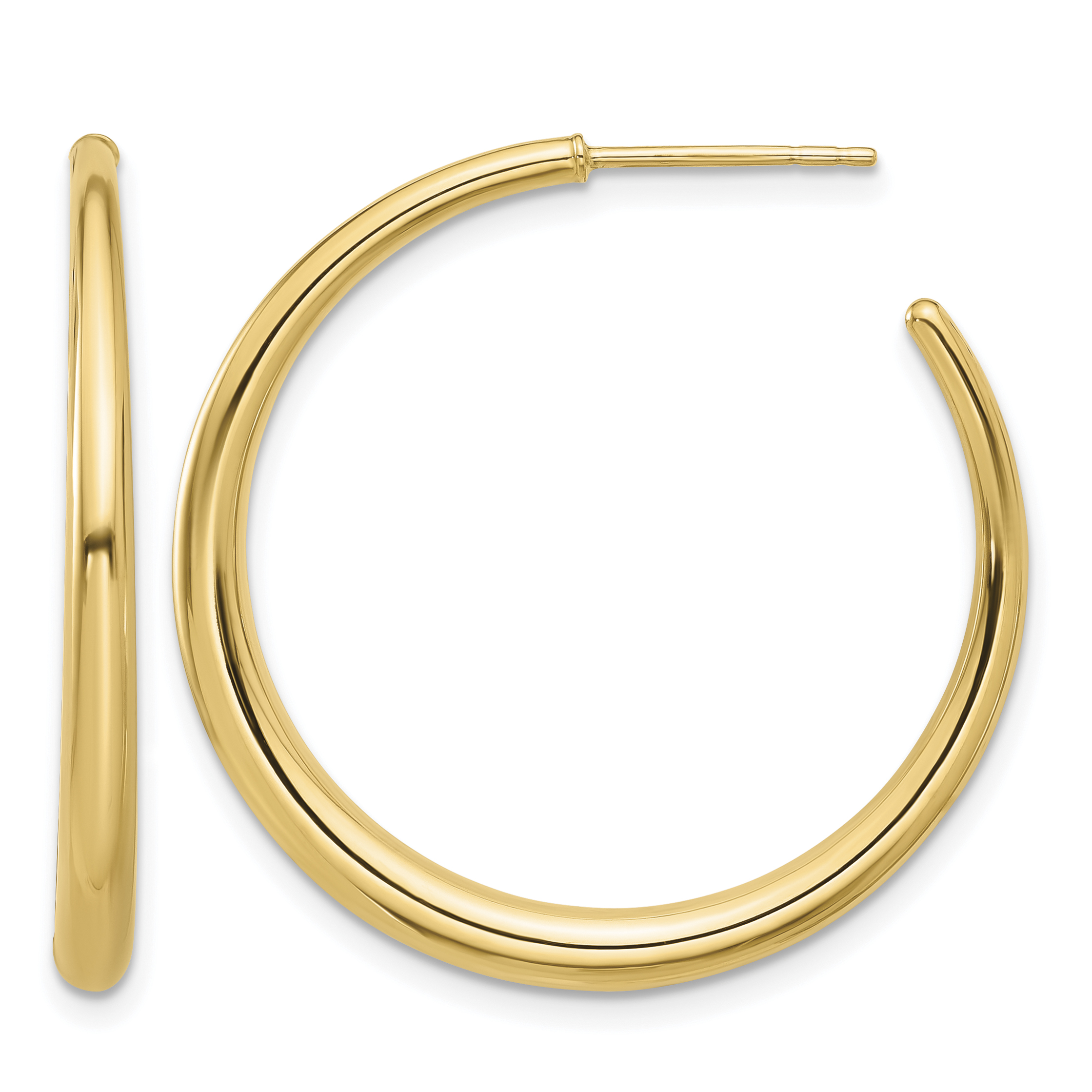 14K Polished Hoop Post Earrings (TF2278)