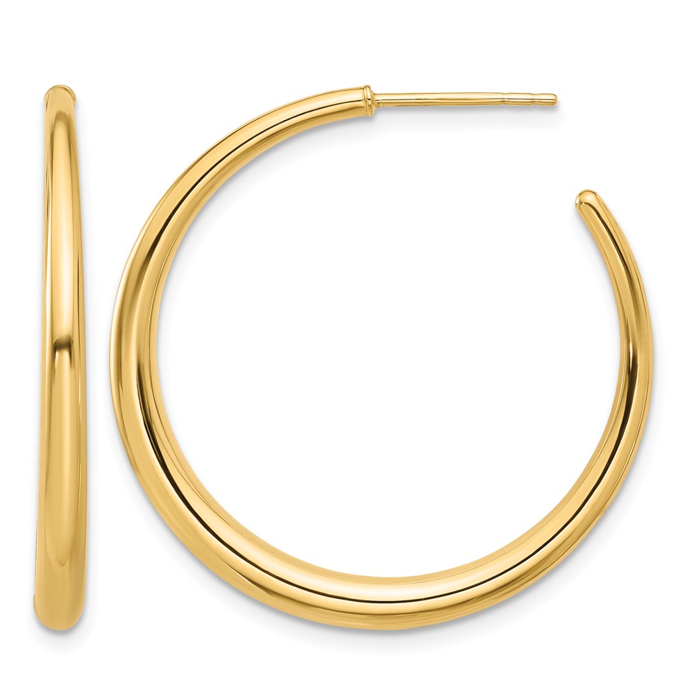 14K Polished Hoop Post Earrings (TF2278)