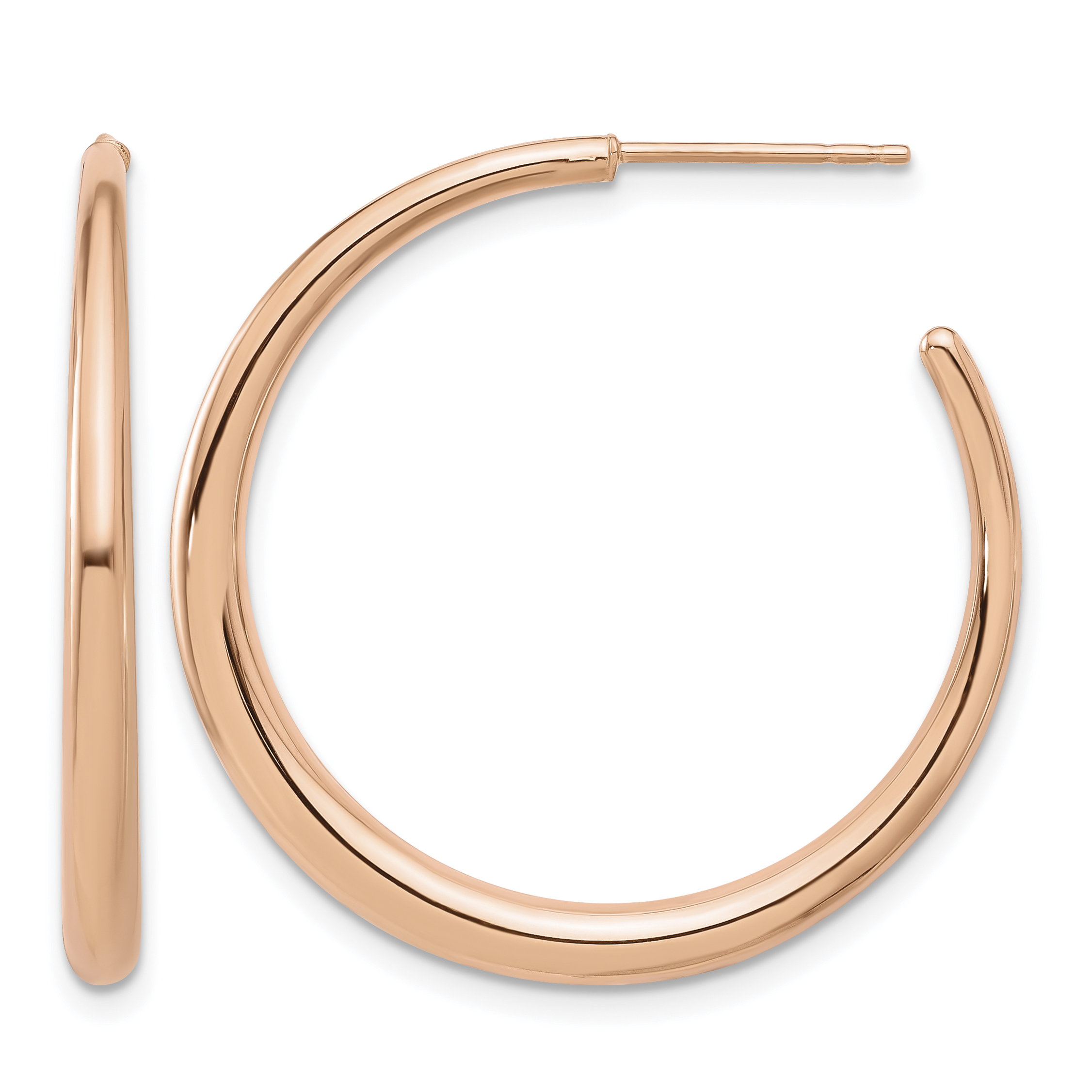 14K Rose Gold Polished Hoop Post Earrings (TF2278R)