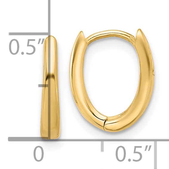 Gold Oval Hinged Hoop Earrings